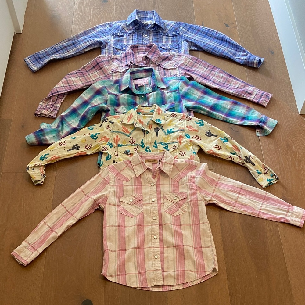 Kids Button Down Shirts in Pink, Blue, and Yellow (lot of 5) size 7/8